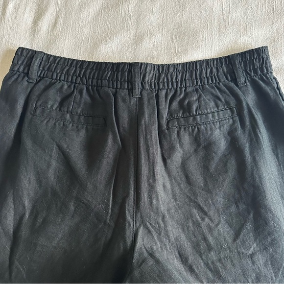 Lands End Womens Black High Rise Wide Leg Linen Pants Sz 14 Minimalist Office - Picture 4 of 13